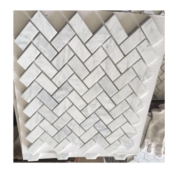 Carrara White Marble Herringbone Mosaic Tile 3/8 Thickness