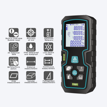 High Precision Smart Laser Measure for 40/60/80/100m Double Bubble Distance Meter