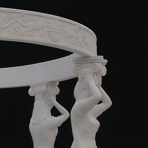 Elegant Marble Gazebo with Mythological Design