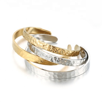 Iywu Aceon Stainless Steel Custom Size Hammered Cuff Bangle for Pain Relief