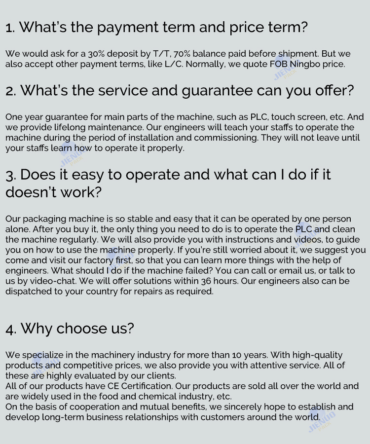 JIENUO FAQ