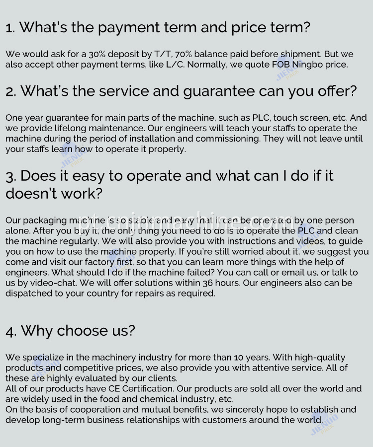 JIENUO FAQ