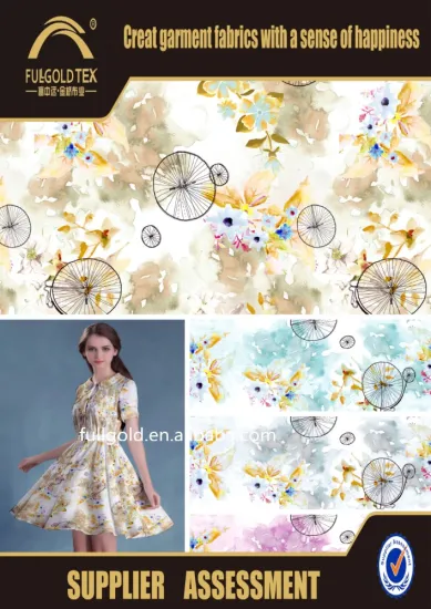 Wholesale 95%Polyester 35% Spandex Custom Flower Printed Fabric For Making Lady's Dress