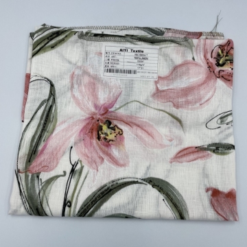Softy Anti Static Flower Pattern Pure Linen Fabric