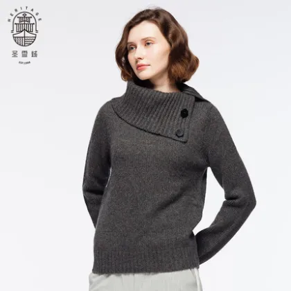 Womens turn-down collar cashmere sweater