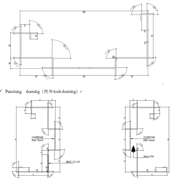 punching drawing of door frame