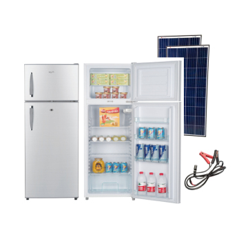 Double Doors Top Freezer Bottom Cooler 190L Mini Fridge DC Sun Energy Battery Power Refrigerator