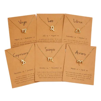Gold Plated Zodiac Sign Necklace: A Stylish Birthday Gift and Astrology Pendant Jewelry Set