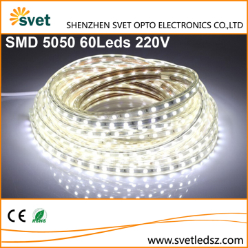 High Quality High Voltage 5050 60Led/m Led Strip Light 220V Daylight White Color