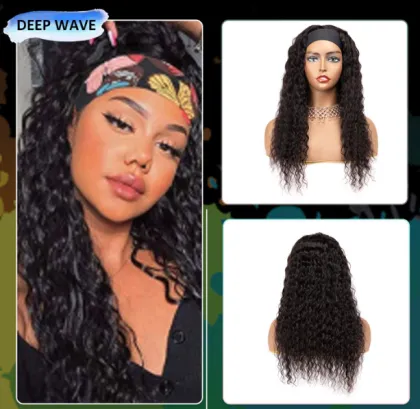 Wholesale Headband Wig Human Hair Wig Headband Headband Curly Wig