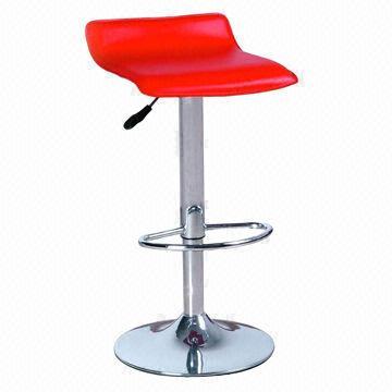 PU Leather Modern Bar Chair, Metal Base with Chromed Finish, Height Can Be Adjusted