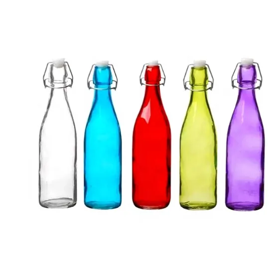 colorful storage bottle water or juice bottle glasses