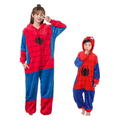 Spiderman Design Soft Flannel Child Hooded Pajamas