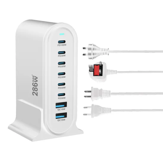 286W Gan Multil Charger: High Power 6 Ports PD Type C to 2 Ports USB A Desktop Adapter for Switch Laptop Mobile Phone