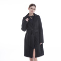 Black striped cashmere overcoat with belt