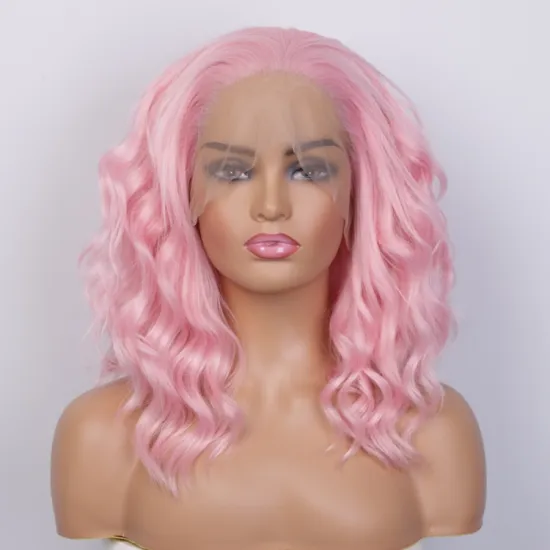 Aisi Hair Short Pink High Temperature Synthetic Lace Front Wigs For Black White Women Lace Frontal Pre Plucked Body Wave Wigs