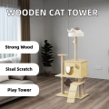 Eco Friendly Luxury Cat Tree Wooden Indoor Scratching Tower Multi Level Climbing House Natural Fiber Surface Comfortable Carton
