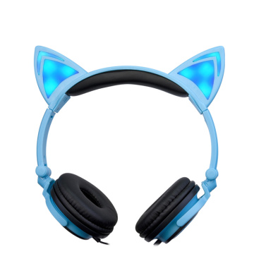 Wired Stereo Cat Ear Headphone LED for Promotion