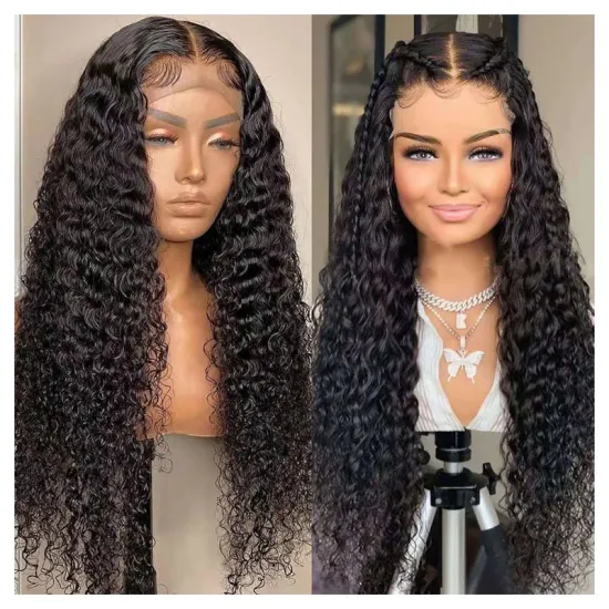 Cheap glueless perruque pictures of 10-32 inch water wave brazilian 13x6 Transparent hd lace frontal human hair wig