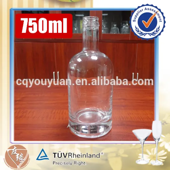 Beverage packaging boston round vodka bottle glass 750ml screw top