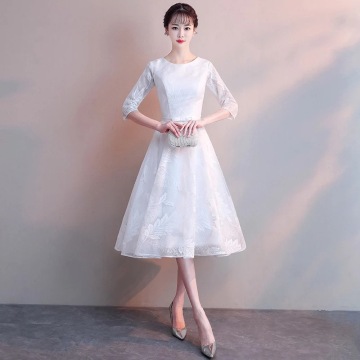 New spring 2019 white slimmer mid-length party dress