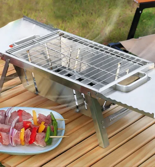 Food Grade Stainless Steel Barbeque Broiler Folding Portable Grill Outdoor Stove Charcoal BBQ Grill