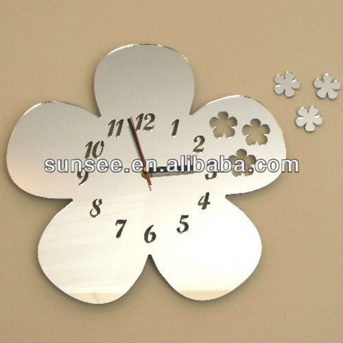 Elegant mirror wall clock, Daisies Out of Daisy Mirror Clock 35cm X 35cm AMC-003