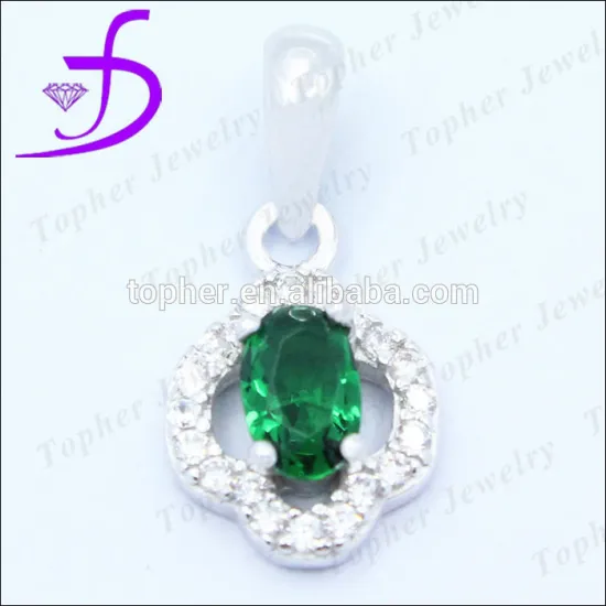 New Product Emerald with White Zircon fashion 925 silver jewelry Pendant