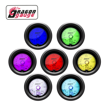 DRAGON GAUGE Liquid Crystal Needle Digital 2 inch 52mm Car Refit Boost Gauge 2 Bar Universal For Racing 12v