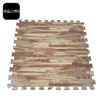 Wood-grian Print EVA Interlocking Foam Exercise Floor Mat