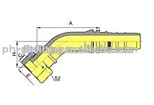 Interlock Hydraulic Fitting Elbow 45 Deg ORFS Female Flat Seat