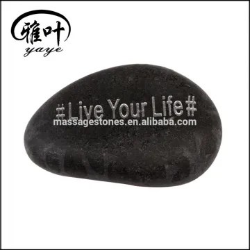 Natural Black Unpolished 3-5cm engraved flat river stone