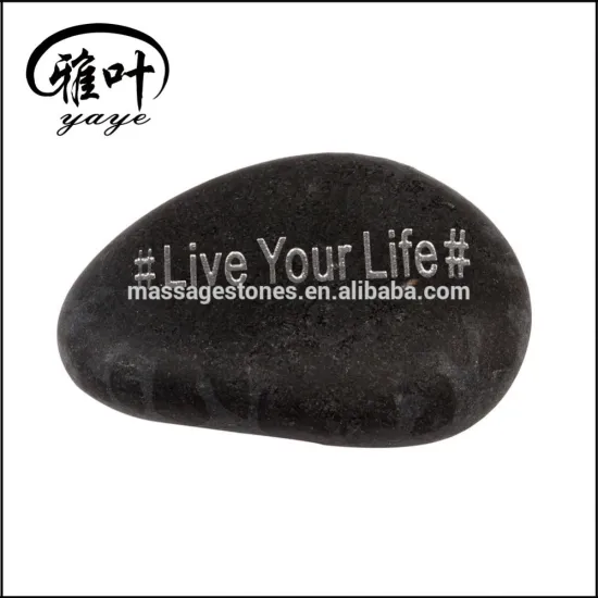 Natural Black Unpolished 3-5cm engraved flat river stone