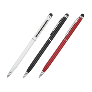 Slim metal hotel pen with stylus