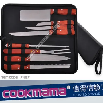 8pcs wood handle knife set and bbq tools with carry bag,bbq knife and bbq tools