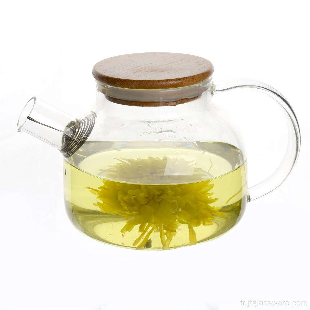 Théière en verre à la citrouille et au thé en fleurs résistantes à la chaleur