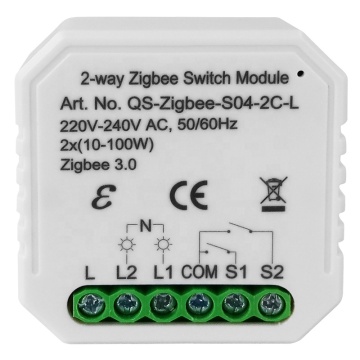 Zigbee 3.0 Pas de module de commutateur d'éclairage intelligent neutre - Tuya deux gangs