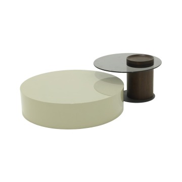 Stick Wood Veener White Terrazzo Feet Grey Side Round Modern Luxury Coffee Lafe Lafe