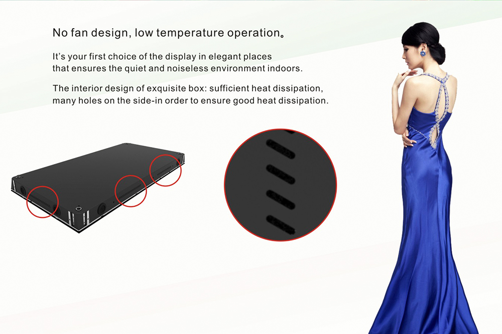 No fan design Indoor wall mounted led screen