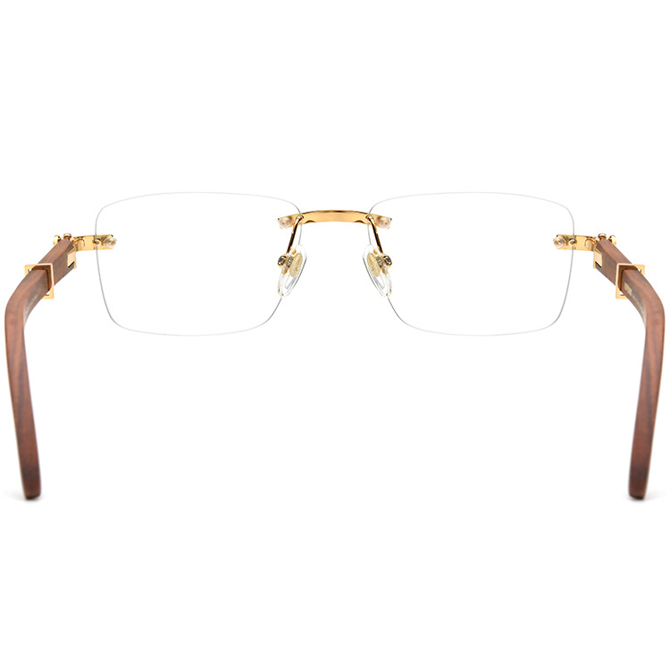 Square Rimless Mahogany Optical Glasses