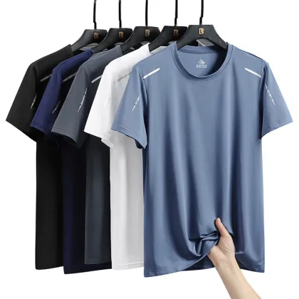 Summer Breathable Gym T-Shirt for Men - New Arrival Ice Fabric Round Neck