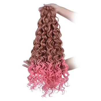 High Quality 24 inch Ombre Gray Black Afro Curl Water Wave Braids Ocean Wave Curly Synthetic Crochet Braiding Hair Extension