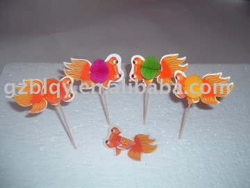 Wooden Party Stick or Pick with goldfish