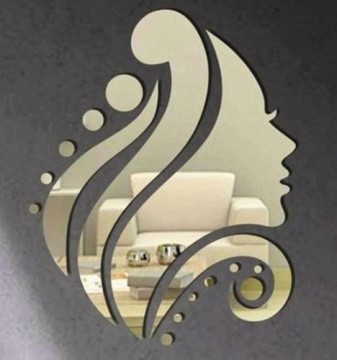3D Mirror Woman Girl Face New Wall Stickers Room Home Decoration Art Decal