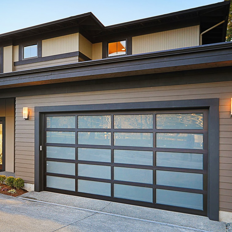 Aluminum Modern Glass Garage Door with Sectional Panels