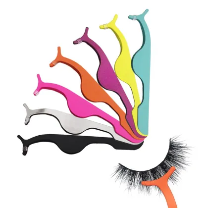 Private Label Full Strip Eyelash Tweezers - Pink Lash Applicator Tool