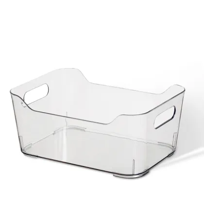 Home kitchen transparent plastic storage box with handle