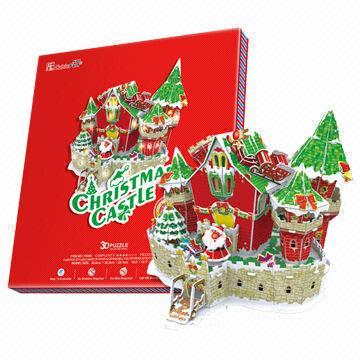 Christmas Castle 3D Puzzle Toys with LED Light, Eco-friendly