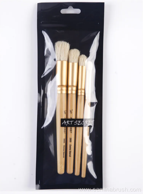 professional stencil brush set bristle brush wooden handle