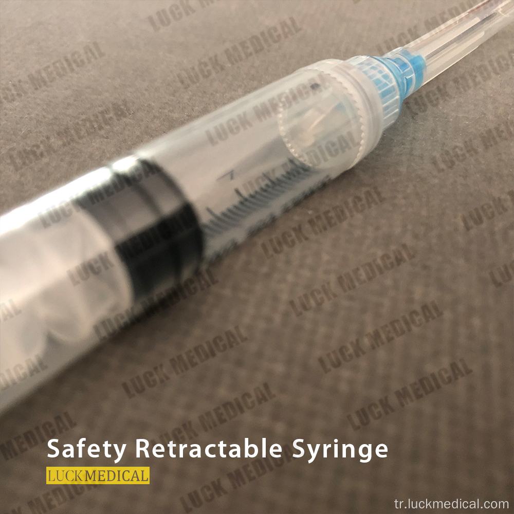 Tek kullanımlık güvenlik geri çekilebilir şırınga güvenli enjeksiyon